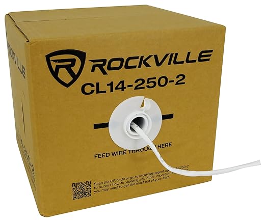 Rockville CL14-250-2 14AWG 250ft Speaker Wire, CL2 Rated In-Wall, Oxygen-Free