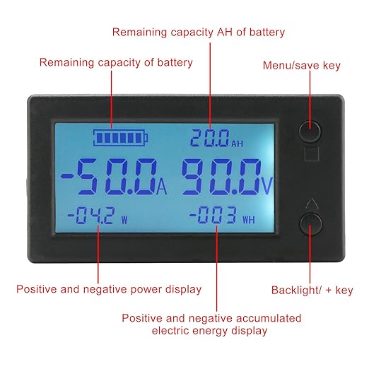 DROK Voltage Amp Meter DC, Battery Monitor DC 0-300V 200A, Ammeter Voltmeter