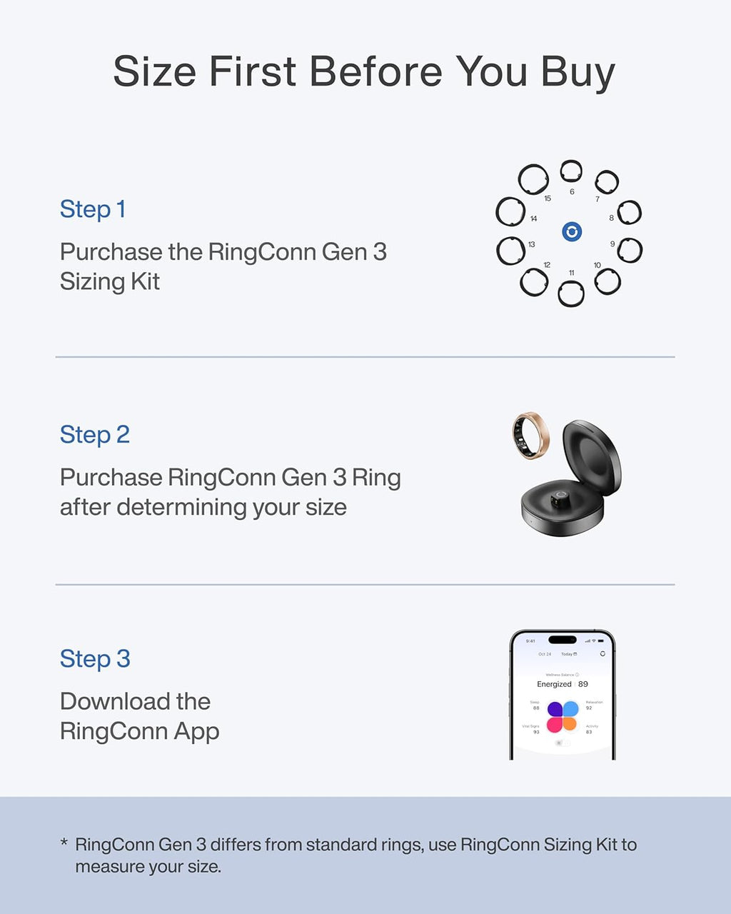 RingConn Gen 3 Smart Ring - Vascular Trends(Size 9, Future Silver)