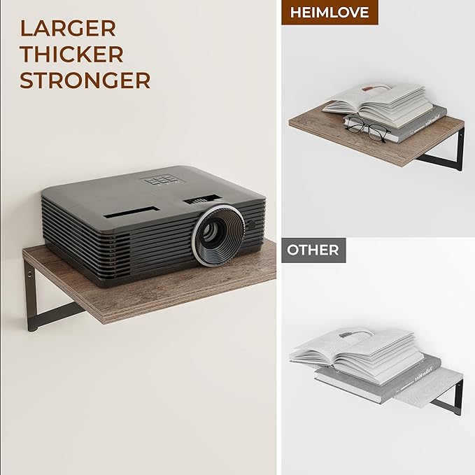 Heimlove Deep Floating Shelves for Wall, 12 Inch Deep Floating Shelves Set of 3