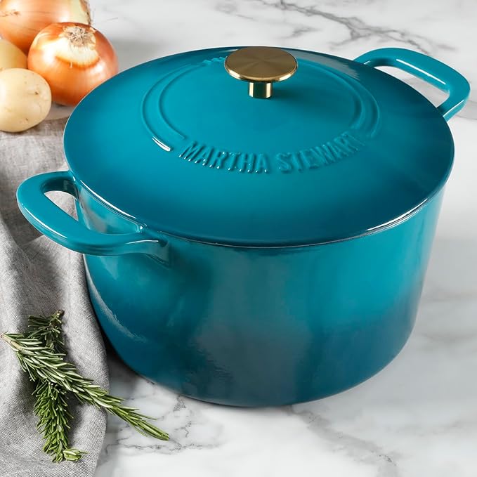 Martha Stewart Gatwick 7-Quart Enamel Cast Iron Dutch Oven – Emerald Ombre