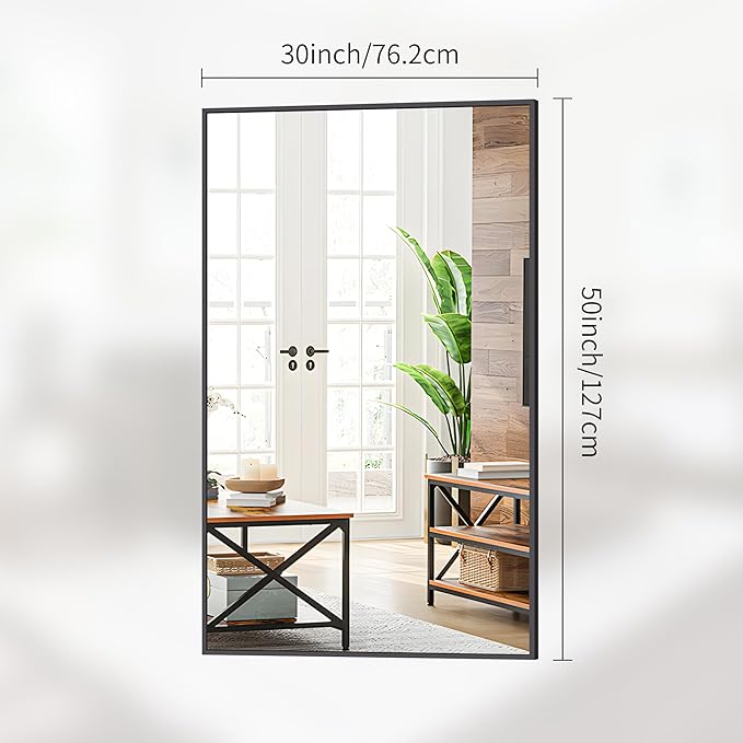 Black Bathroom Mirror for Wall, 30x50 Inch Rectangle Mirrors