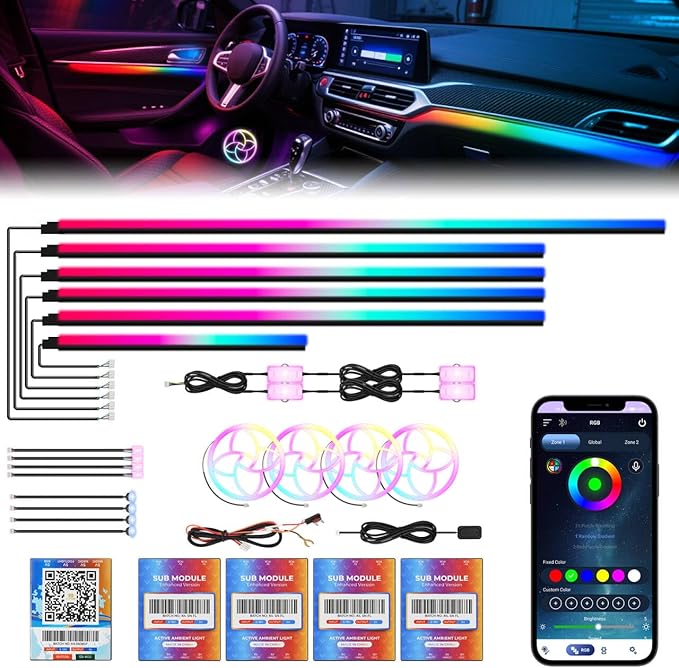 New Version Dreamcolor Acrylic Car Interior Lights 22 in 1 RGB LED Strip Lights