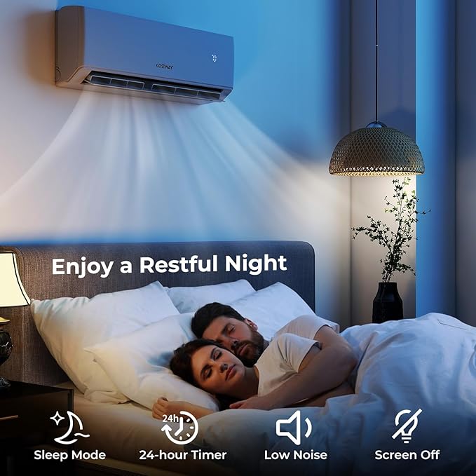 COSTWAY 18k Dual 2 Zone Mini Split Air Conditioner, 22 SEER2 7000 BTU+ 7000 BTU