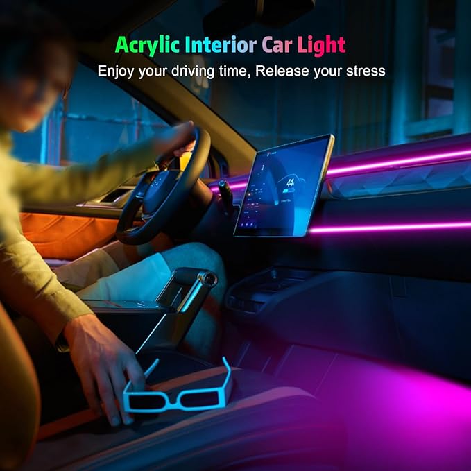 Interior Car LED Strip Lights, AMKI Acrylic LED Lights RGB 10 in 1