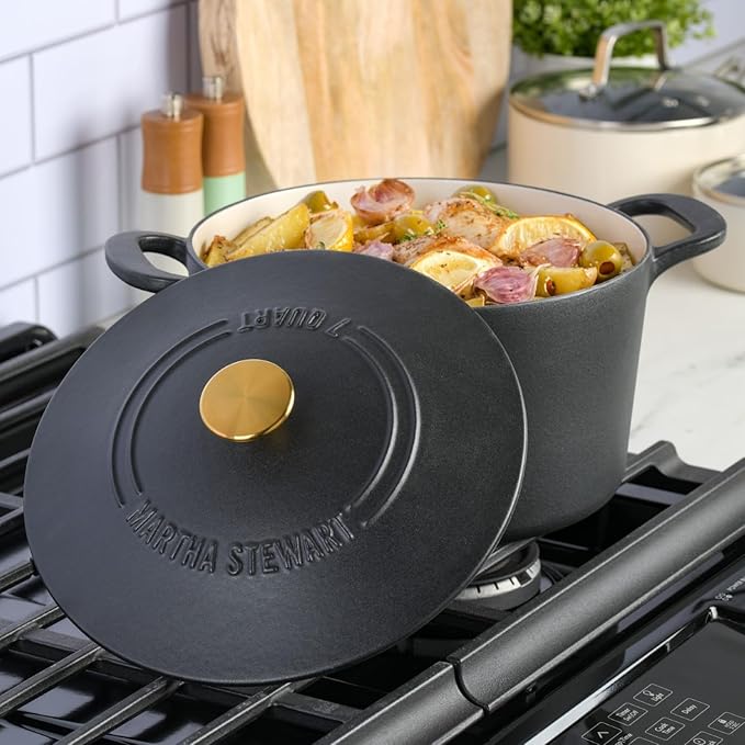 MARTHA STEWART Gatwick 7-Quart Enamel Cast Iron Dutch Oven Pot