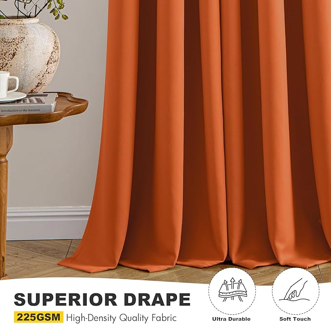 MIULEE Orange Blackout Curtains