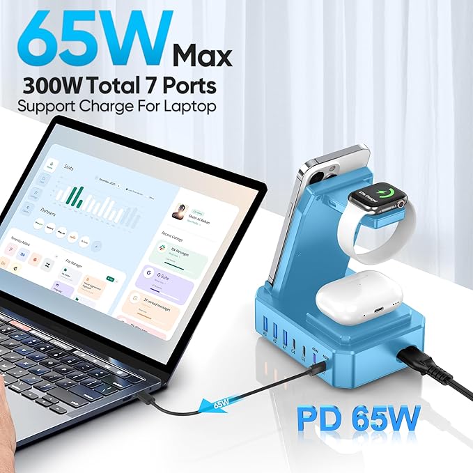 300W Charging Station for Multiple Devices Apple, Zutspzss 10 in 1 Wireless