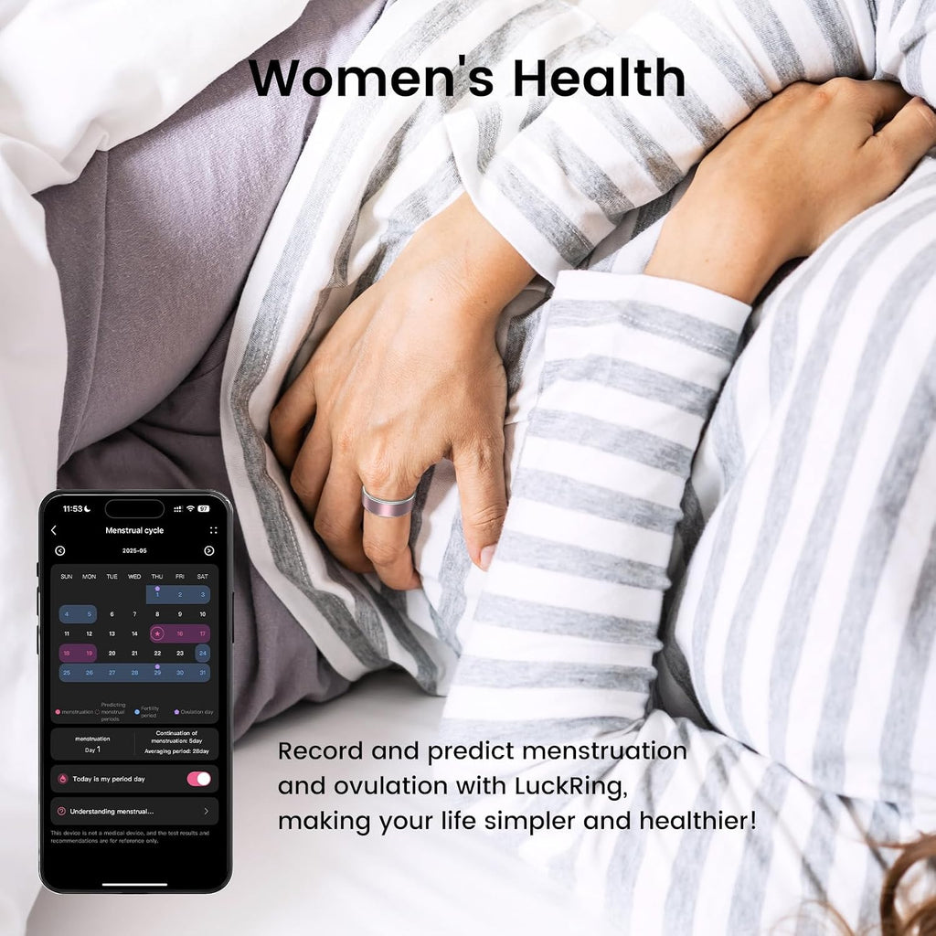 Smart Ring for Women & Men, IP68 Health Fitness Tracker (Silver, 8)