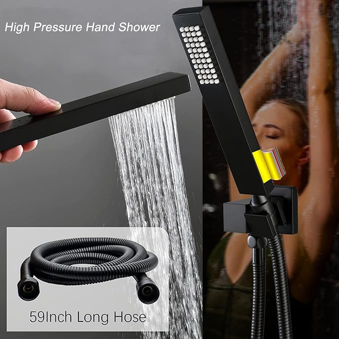 KATAIS Matte Black Shower System Digital Tempreature Display Thermostatic