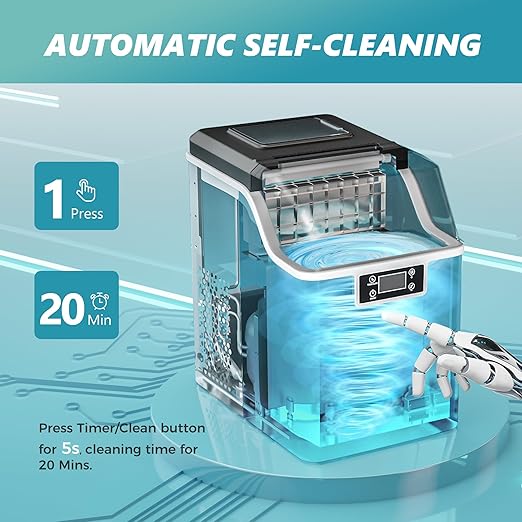 EUHOMY Ice Cube Maker Machine Countertop, 2 Ways to Add Water, 45Lbs/Day 24 Pcs