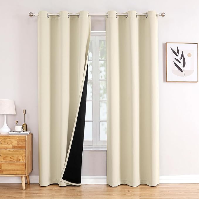 ChrisDowa 100% Blackout Curtains 84 inch Long