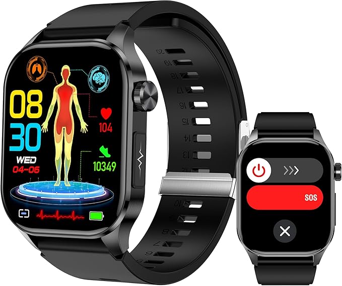 Smart Watch for Men Women, 2.04" AMOLED Color Screen, 24/7 Heart Rate, Blood