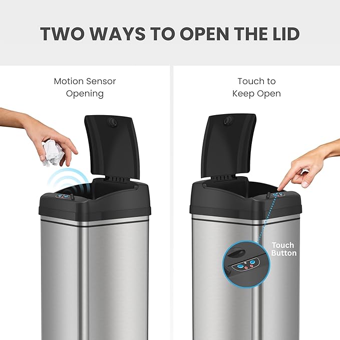 iTouchless 50 Liter / 13 Gallon Kitchen Trash Can