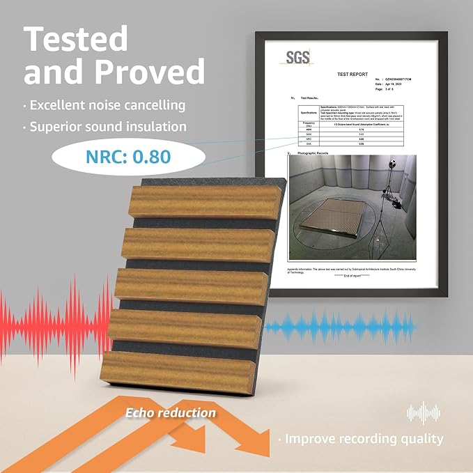 Art3d 6-Pack Acoustic Wood Slat Wall Panels