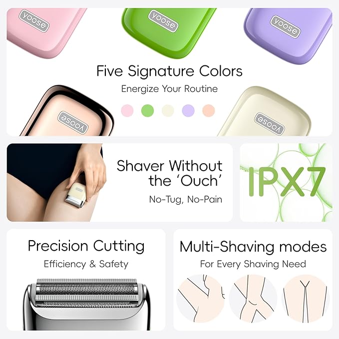 yoose Electric Razors for Women, IPX7 Alloy Body Bikini Trimmer for Women