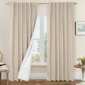 LAMIT 100% Blackout Linen Curtains, 84 Inch Linen Textured Living Room