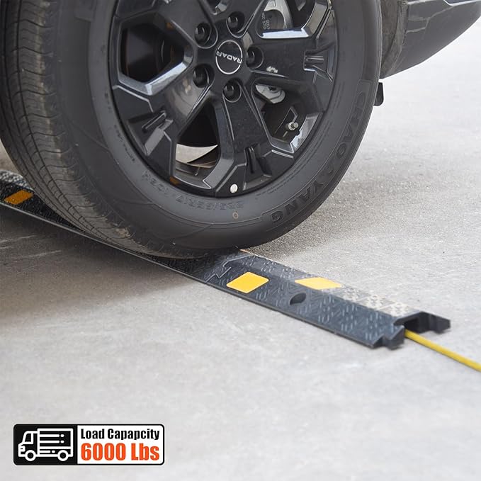 OranLite 6 Pack 1-Channel Rubber Cable Protector Ramp, Visible at Night