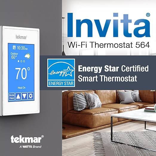 tekmar Invita Wi-Fi Thermostat | 2-Wire, Energy Star Approved, 2-Stage Cool