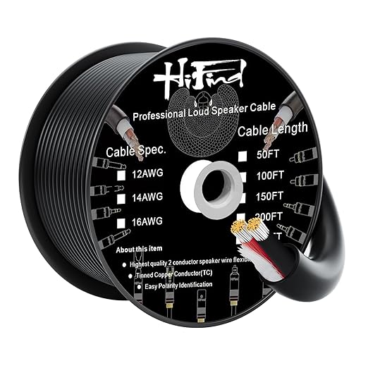 HiFind 14/2 Gauge Speaker Wire Cable 200 Ft-Tinned OFC Copper-UL CL3 Rated-