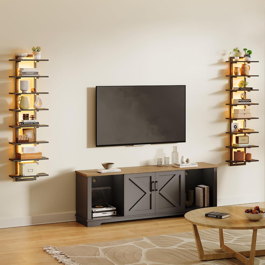 8 Tier Wall Mounted Shelf with RGB Lights, LED Floating Shelf,
