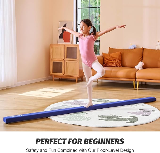 ZELUS 8' Folding Gymnastics Balance Beam, Floor Balance Beam w/Carry Handles