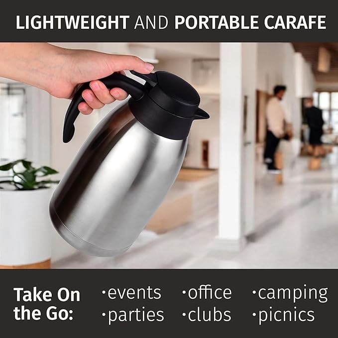 Thermal Coffee Carafe 2L / 68 oz – Updated 2025 Model – Insulated Stainless