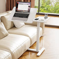 Overbed Table with Wheels, Pneumatic Height Adjustable Overbed Bedside Table