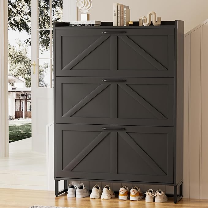 EOYUTLLY Shoe Cabinet Storage for Entryway, Narrow Shoe Rack