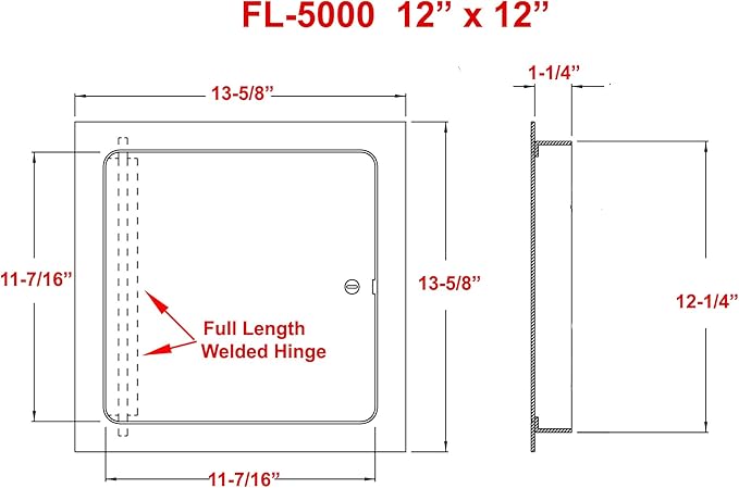 Premier 12x12 Universal Steel Flush Access Panel Door w/Screwdriver Latch
