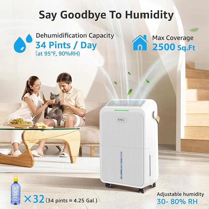 KNKA 2500 Sq.Ft Dehumidifiers for Home