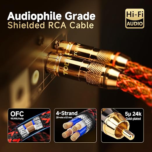 TODN HiFi 4-Core-OFC RCA Cables