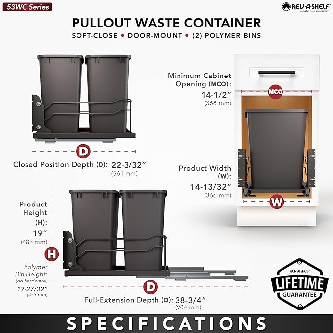 Rev-A-Shelf Double Pullout Trash Cans
