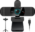 RUWBY QHD 2K Webcam with Built-in Dual Mics, Wide-Angle Lens, Privacy Cover