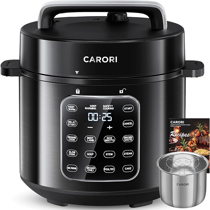 9-in-1 Electric Pressure Cooker 6 Qt, Stainless Steel Inner Pot, Programmable