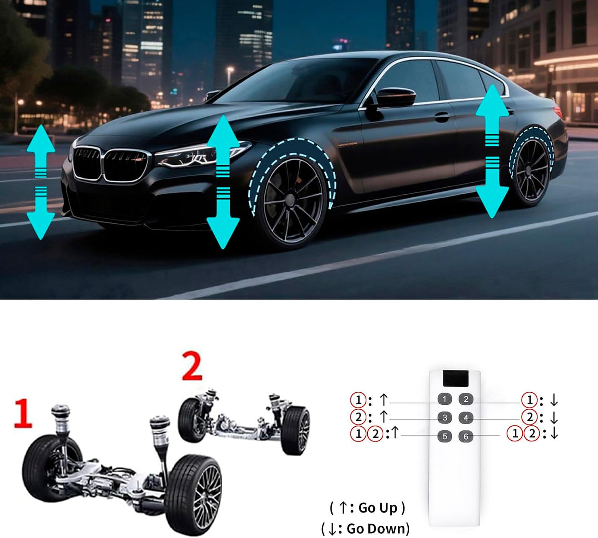 12v air management featuring 4-valve air ride suspension, close-up detail