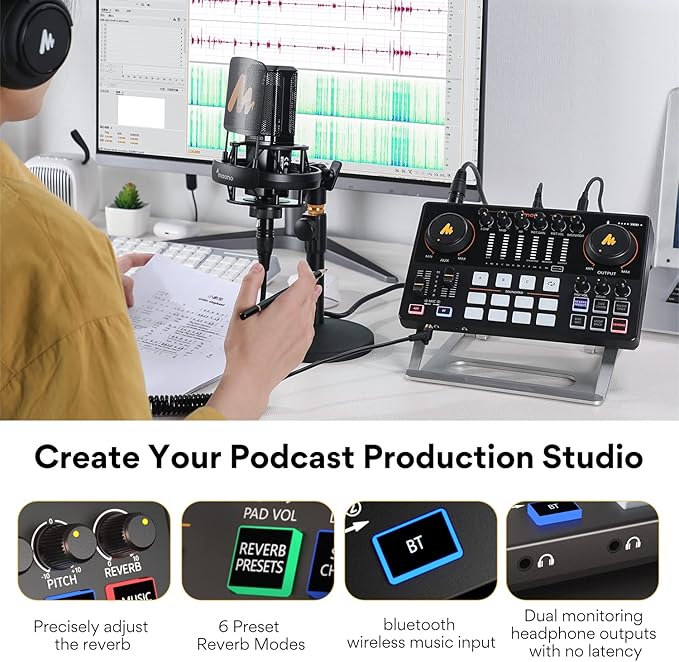 MAONO Audio Interface, MaonoCaster 10-Channel Podcast mixer