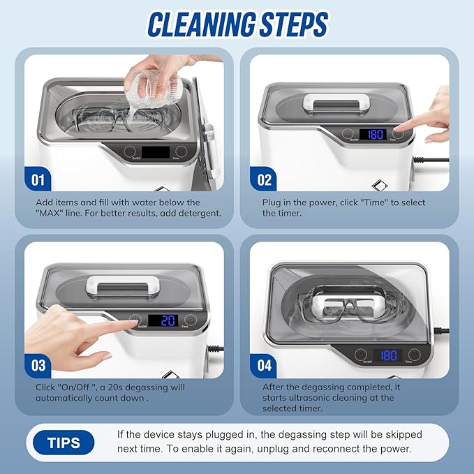 LifeBasis Ultrasonic Jewelry Cleaner, Professional 45kHz Ultrasonic Cleaner