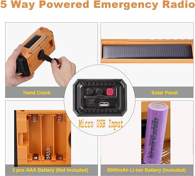 NOAA Weather Radio AM/FM/Shortwave, 5 Way Powered Emergency Radio
