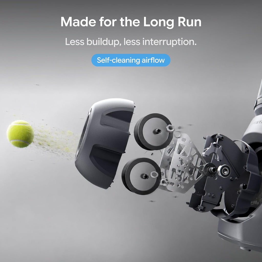 TERO Tennis Ball Machine, Smart Portable Tennis Robot with App & Wrist Remote, Triple-Axis Gimbal, 87 mph, 100+ Balls, Full-Court Drills, All-in-One Design