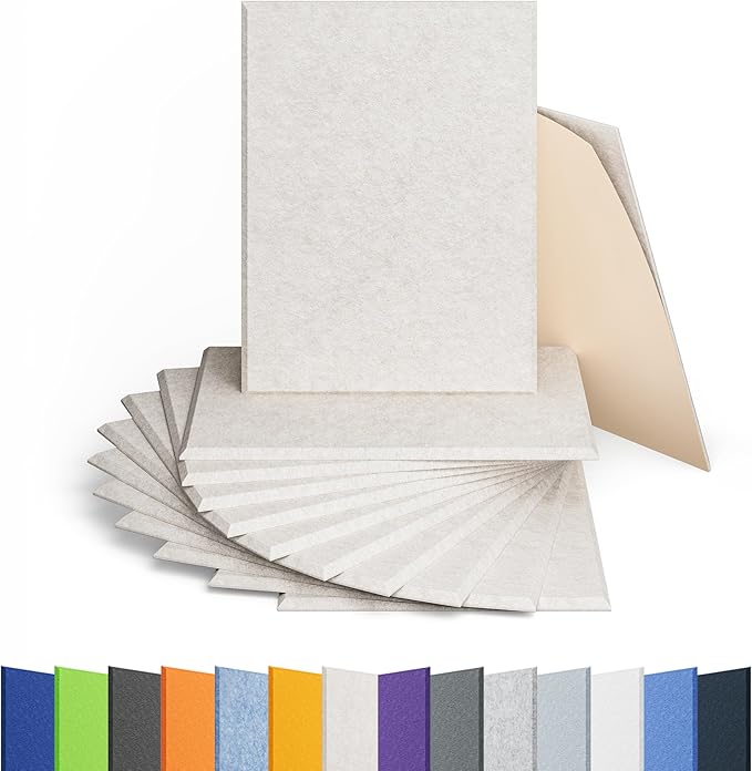 Amantech 12 Pack Acoustic Panels Self Adhesive Sound Proof Foam, High Density