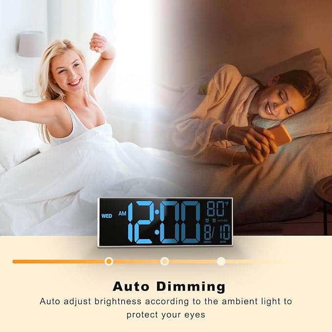JALL 16" Large Digital Wall Mount Clock, Count Down Timer, Big LED, 8 RGB Color