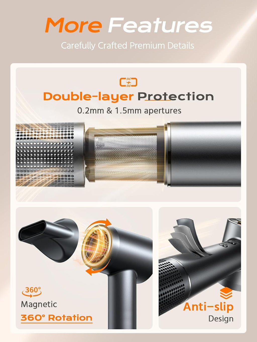 hair dryer, 160000 rpm high-speed professional blow dryer on a desk or shelf