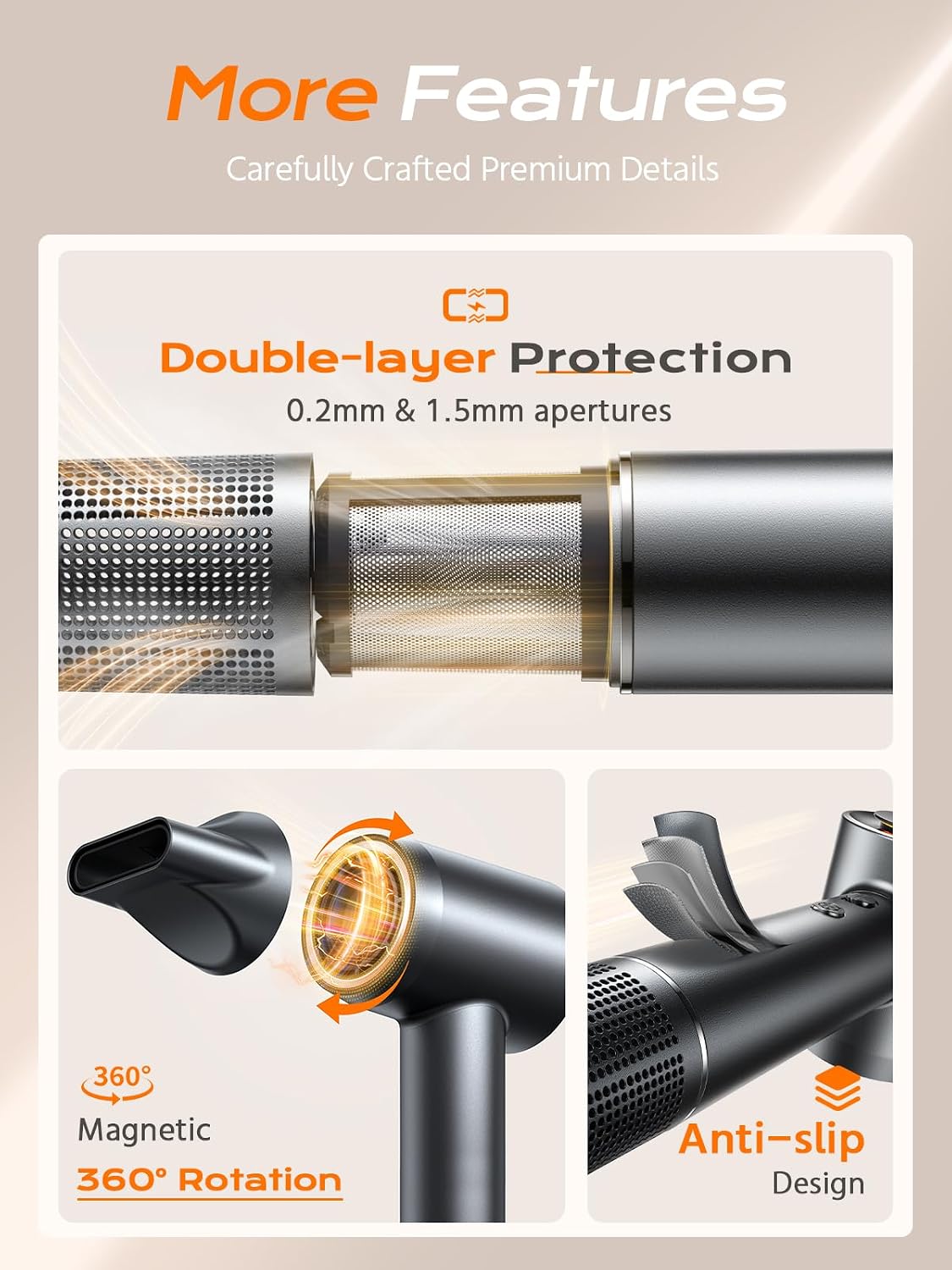 hair dryer, 160000 rpm high-speed professional blow dryer on a desk or shelf