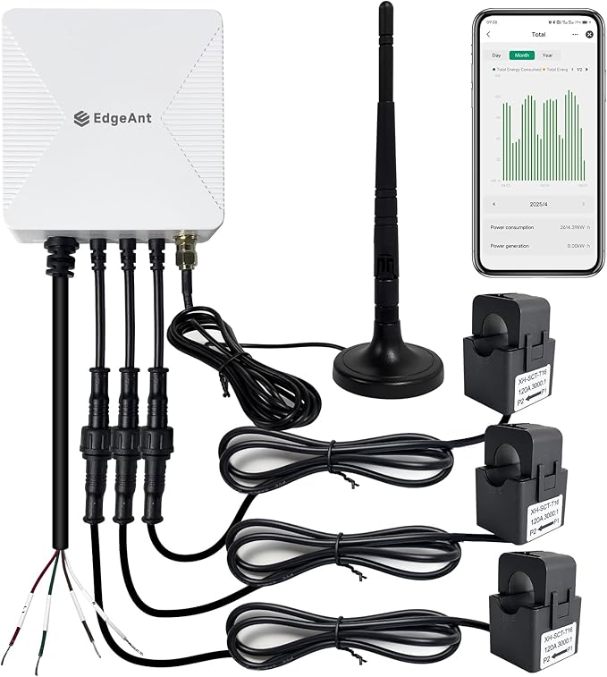 Energy Monitor with 3 * 120A Clamp, 1/3 Phase, Home Power Monitor Real Time