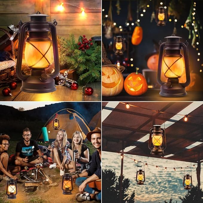 Lantern LED Battery Powered Camping Lamp Outdoor Hanging Rechargeable Lantern (2 Pack)