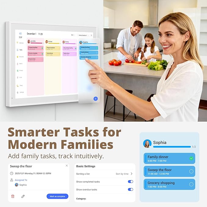 Dragon Touch 21.5 inch Digital Calendar Chore Chart – Interactive Touchscreen