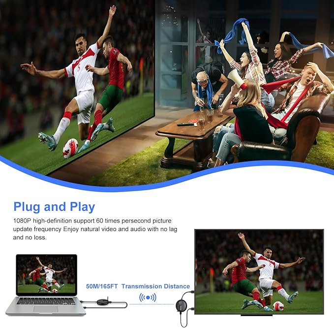 YUYUNLOMN Wireless HDMI Two Receivers and One Transmitter, 2.4/5GHz Wirelessly