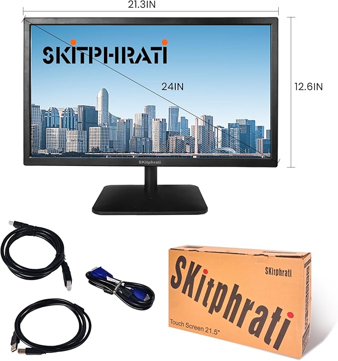 SKitphrati 21.5 Inch Touchscreen Monitor FHD 1920x1080p IPS Screen, VESA Support