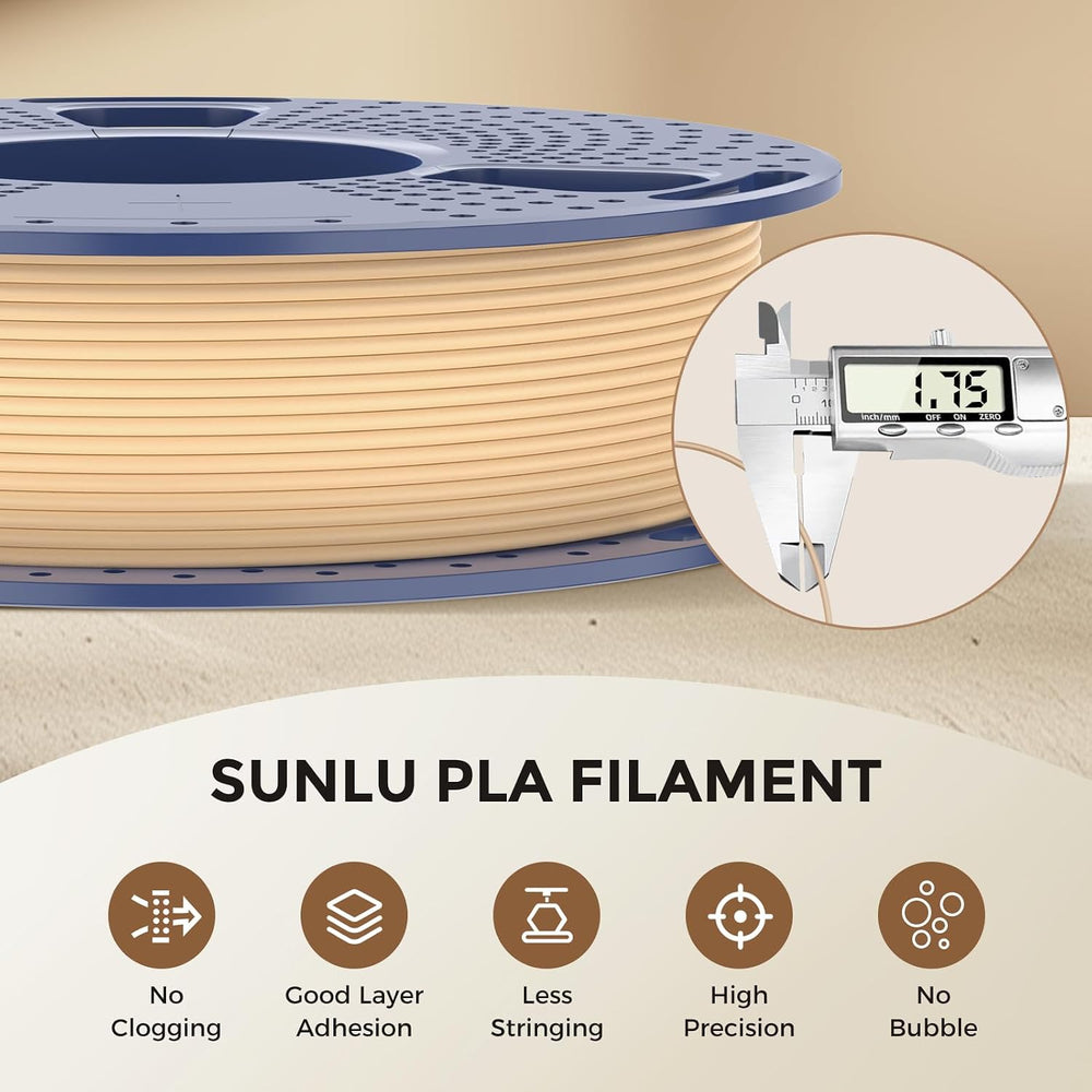 SUNLU Wood PLA Filament 1.75mm, 250g Spool Bundle, 3D Printer Filament